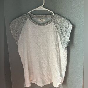 Madewell White & Light Gray Baseball T-Shirt - Small